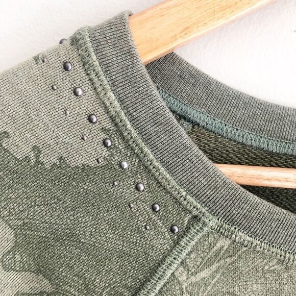 Maaji Sleek French Terry Crewneck Sweatshirt Olive Green Size Small - Picture 7 of 9